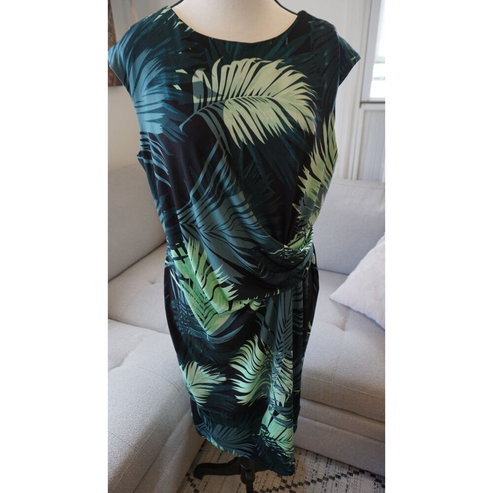 Debenhams The Collection Green Palm Leaf Print Shift Dress - Size 16, NWT - Picture 6 of 7